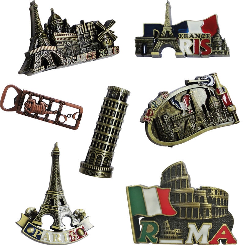 Metal Fridge Magnet 3D Eiffeltower French Paris Building Model Refrigerator Magnets Home Decor Removable Kitchen Magnet Sticker