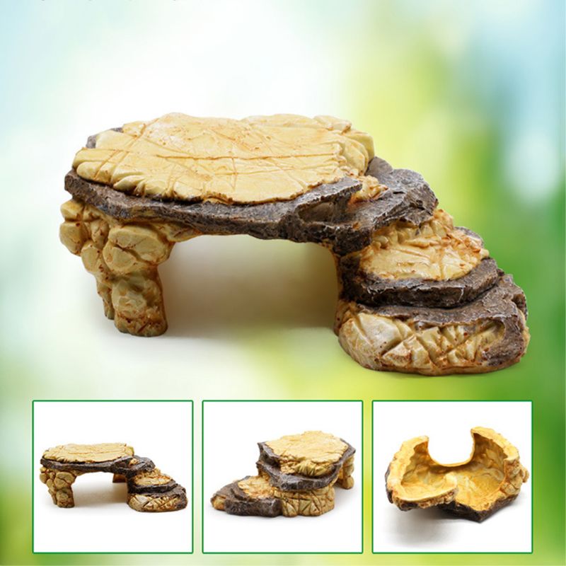 Reptile Resin Hides Cave Turtles Rock Hideout House Pet Hiding Spot Habitat Terrariums Landscaping for Lizard Snakes Turtles Fro