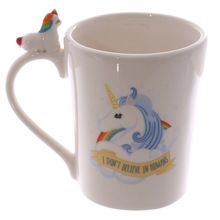 1 pièce je ne crois pas en humains mignon excentrique arc-en-ciel licorne tasse bureau café tasse magique cheval tasse
