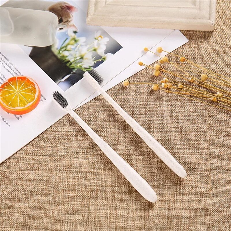 10 stuks prijs tarwestro tandenborstel bamboe houtskool tandenborstels mondverzorging zachte borstelharen tanden reinigen