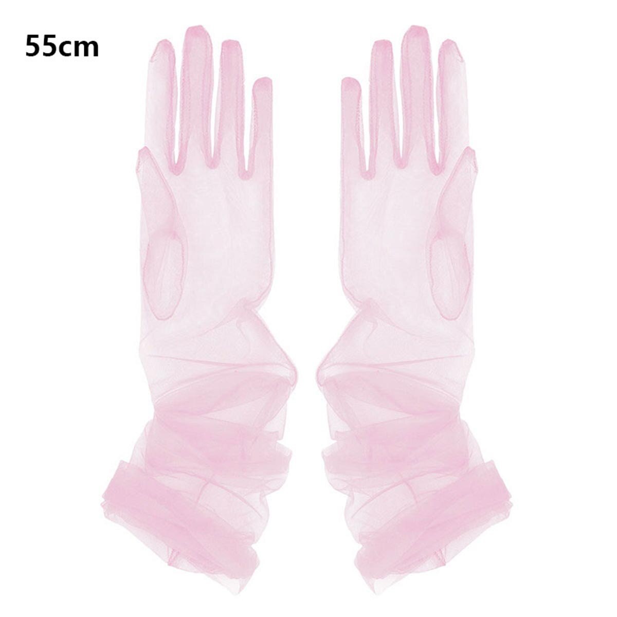 Luvas de tule transparente ultra-finas, luvas ultra longas cotovelo, acessório para tirar foto, dia das bruxas, moda feminina: Laranja