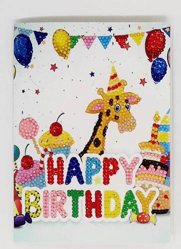 Cartes de vœux joyeux anniversaire diamant peinture | Rond 5d, kits de cartes de vœux, peinture diamant, broderie diamant, 13x18cm
