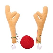 1Set Modieuze Kerst Geel Gewei Decoratie Auto Windows Ornamenten