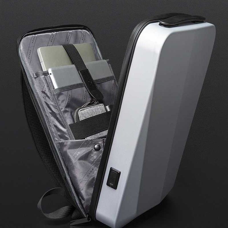 Street Wear Backpacks Slim Hard Shell Men's Business Shoulder Backpack Laptop bag USB Multi Layer Storage Waterproof Bag