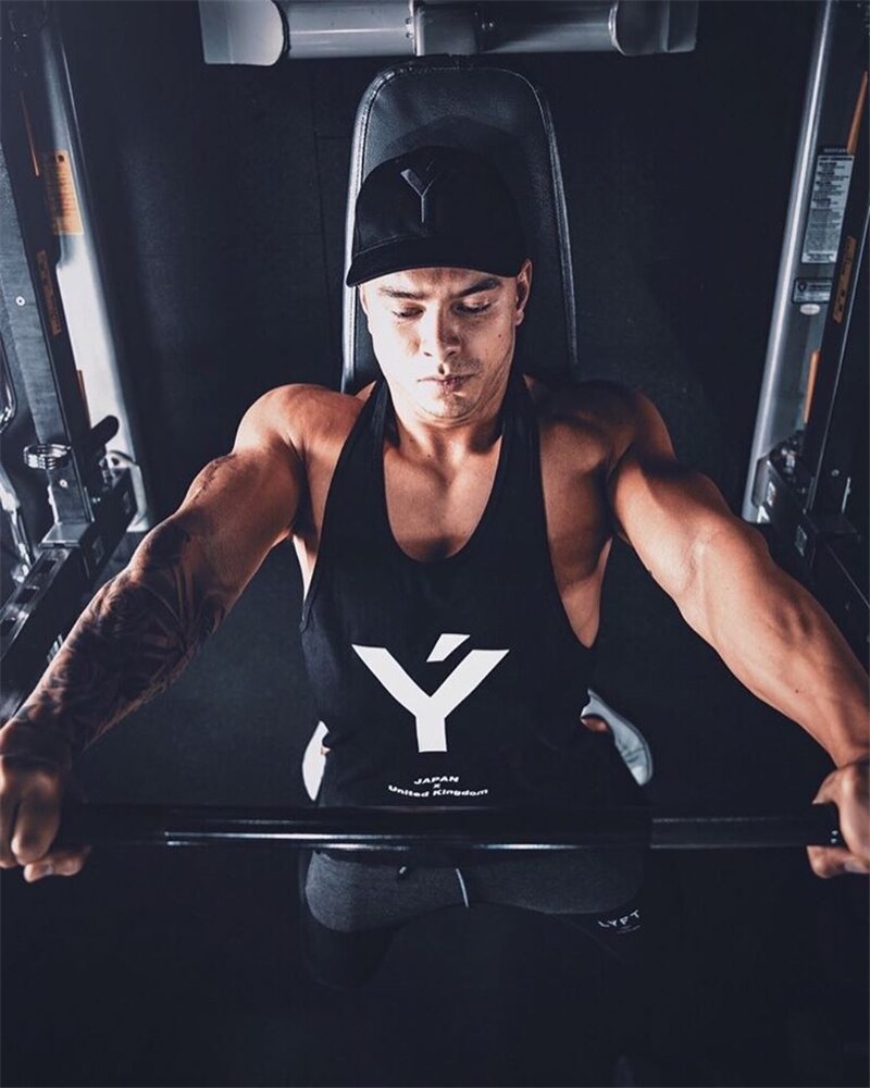 Fitness tank top til mænd sommer herre jogging løbe sportstrøje tank top herre bomuldsprintet gym ærmeløs vest mørkegrå-xxxl