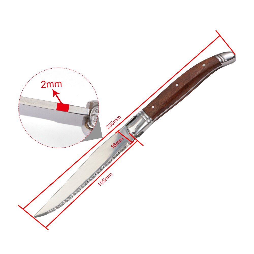 Jaswehome Laguiole 4pcs Steak Knives Stainless Steel Flatware Set Ergonomic Wooden Handle Tableware Western Dinner Knife