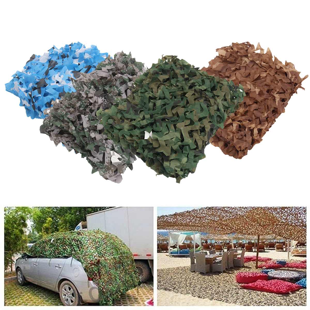 Camping Camo Net 2x1m 3x1.5m 4x2m 5X3m Woodland Jungle Camouflage Net Hunting Shooting Fishing Shelter Hide Netting