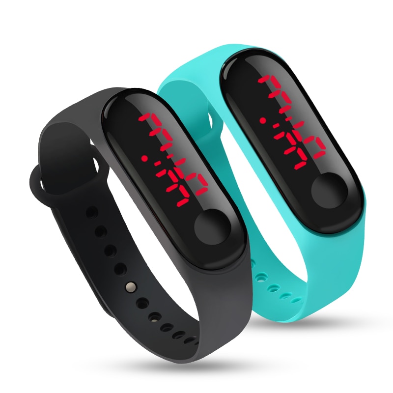 10 farben berühren LED Anzeige Datum Digital-Sport lässig Silikon Gurt Männer Frauen Armbinde freundlicher Armbinde Uhr Uhr