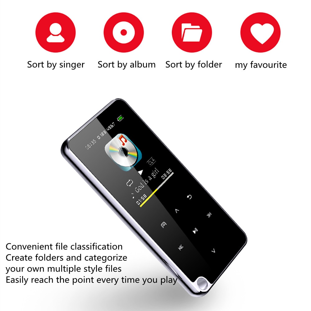 M25 Bluetooth MP3 Player Lossless HiFi sound music player 1.8-inch OLED screen with FM Radio Recording Stereo FM Automatic Radio