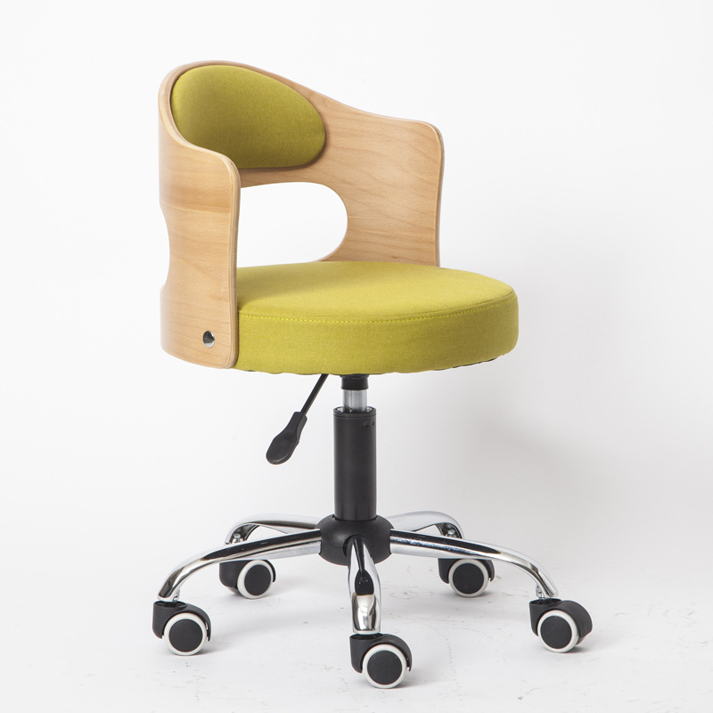Stijl Massief Hout Lifting Barkruk Moderne Eenvoudige Rugleuning Thuis Beauty Salon Ronde Kruk Receptie Hoge Kruk Swivel stoel: Green cloth
