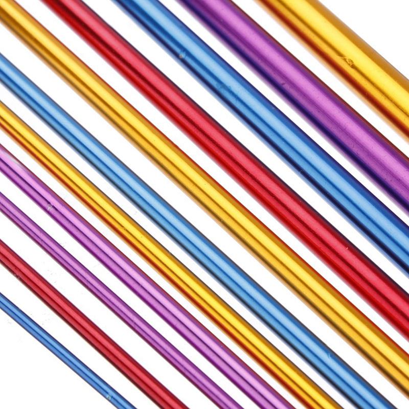 Ensemble d&#39;aiguilles à tricoter, lot de 11 pièces d&#39;aiguilles à Crochet en aluminium multicolore de 10.6 pouces, malaisien, 2-8mm