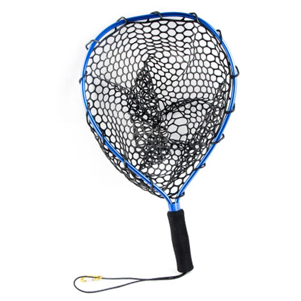 48x30CM Fishing Hand Net Foldable Fly Fishing Brail Blue Soft Rubber Landing Net Fishing Tackle Accessories