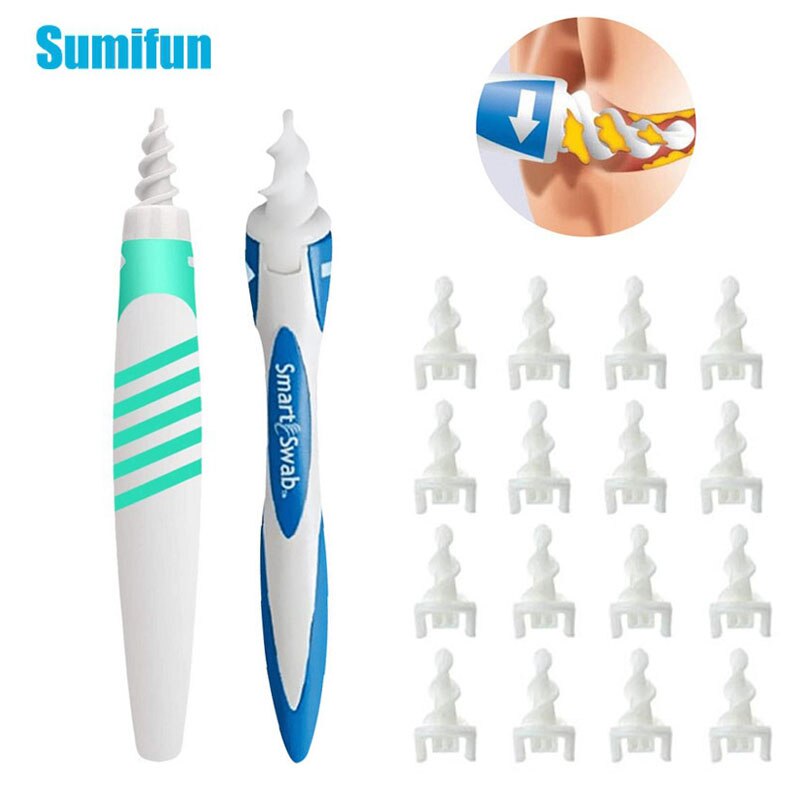 2 Styles Ear Cleaner Rotating Earwax Cleaner Soft Painless Spiral Dig Wax Ear Wax Remover With 16pcs Replacement Heads