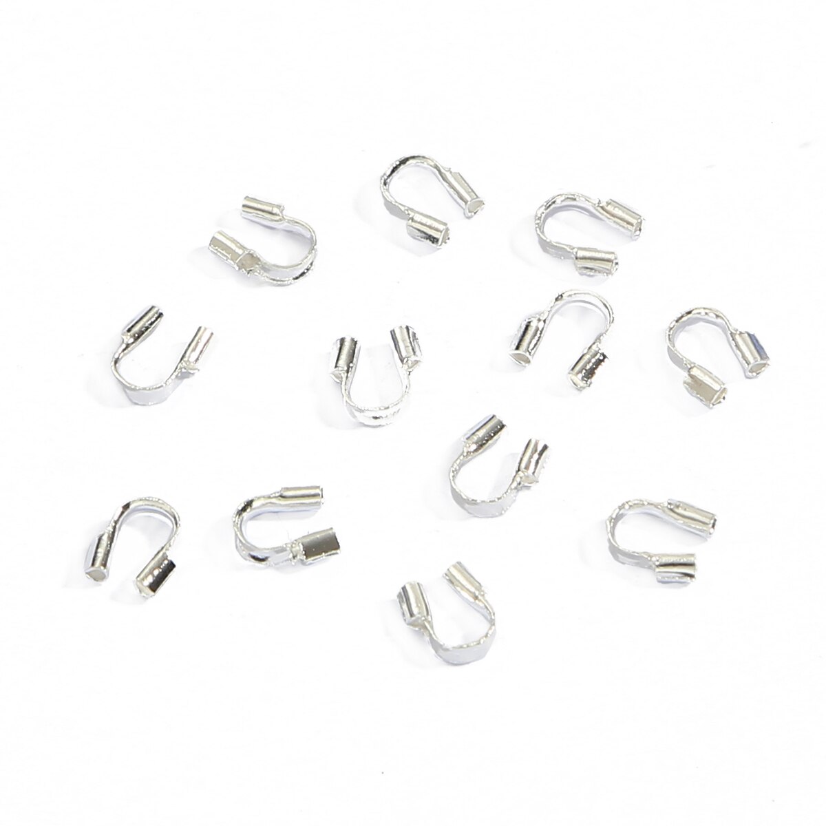 100Pcs 4X4Mm Draad Protectors Wire Guard Guardian Protectors Loops U-vorm E Einde Sluitingen Connector Voor sieraden Bevindingen Maken Diy: Silver