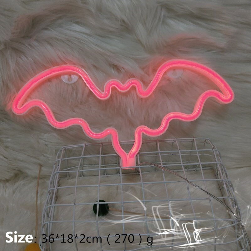 nietoperz w kształcie neon światło kolorowe diody doprowadziło lampa neonowa pokój dziecięcy noc podłużna lampa wakacje Boże Narodzenie wesele dekoracje ścienne robić domu: czerwony Hanging rodzaj