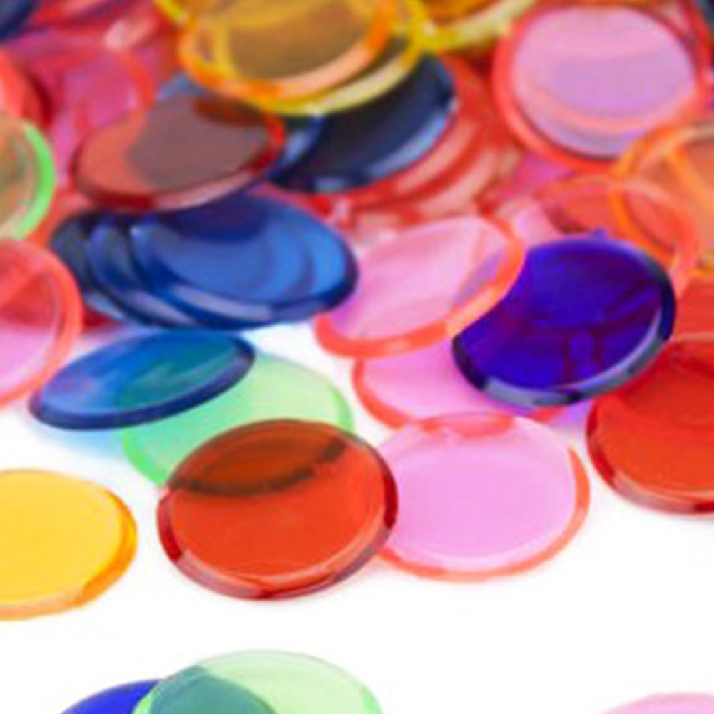 100 stk 19mm børn bingo chips gennemsigtige farver tælle matematik spil tællere markører plast børn undervisning tilbehør giftfri