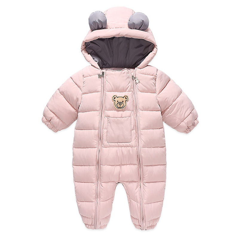 Macacão das crianças do bebê meninas casaco de inverno para meninos roupas engrossar infantil macacão da criança snowsuit outwear onesize chd011: CHD011Pink / 80CM(12M)