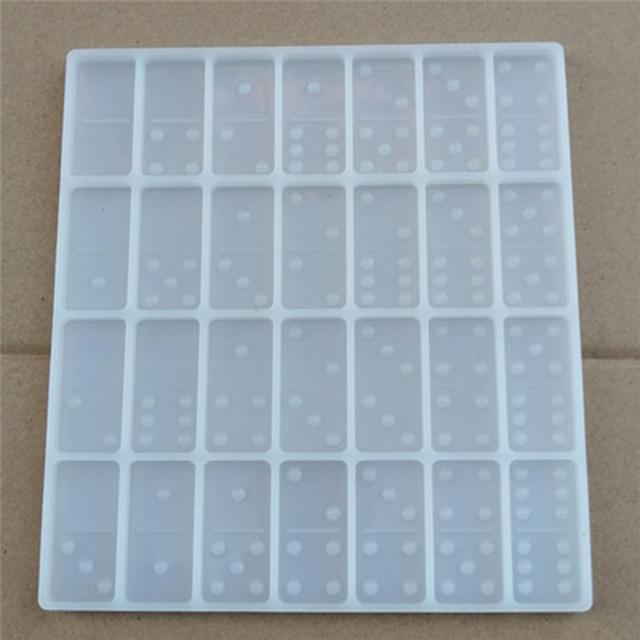 Shiny Dominoes Cabochons Silicone Epoxy Resin Mould Chocolate Fondant Mold Cake Diy Soap Decorating Tools Baking Accessories: White