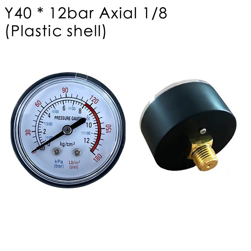 Manometer achterop gemonteerde zwarte luchtcompressor pneumatische hydraulische vloeistof manometer manometer draad 37#: Zwart