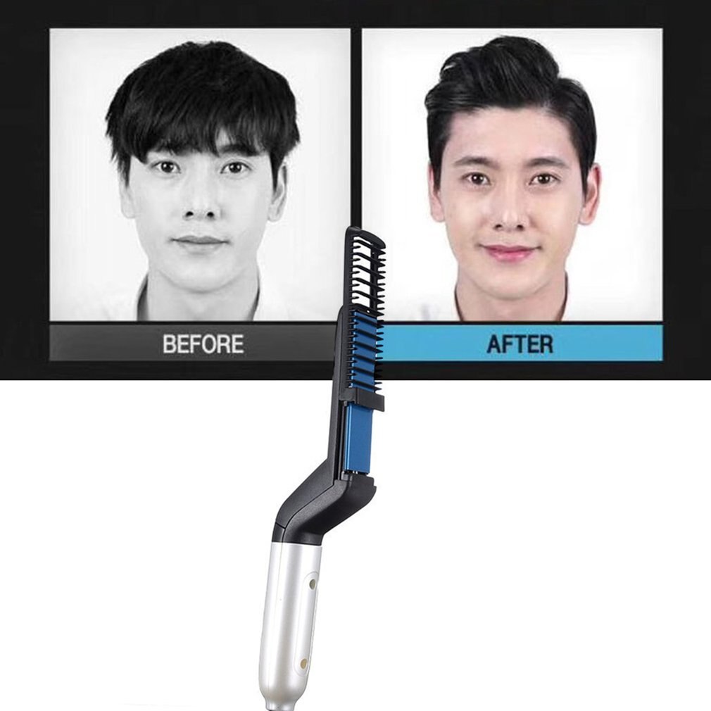 Peine cepillo de pelo multifuncional alisador de barba alisador de cabello peine eléctrico alisador de barba para hombres