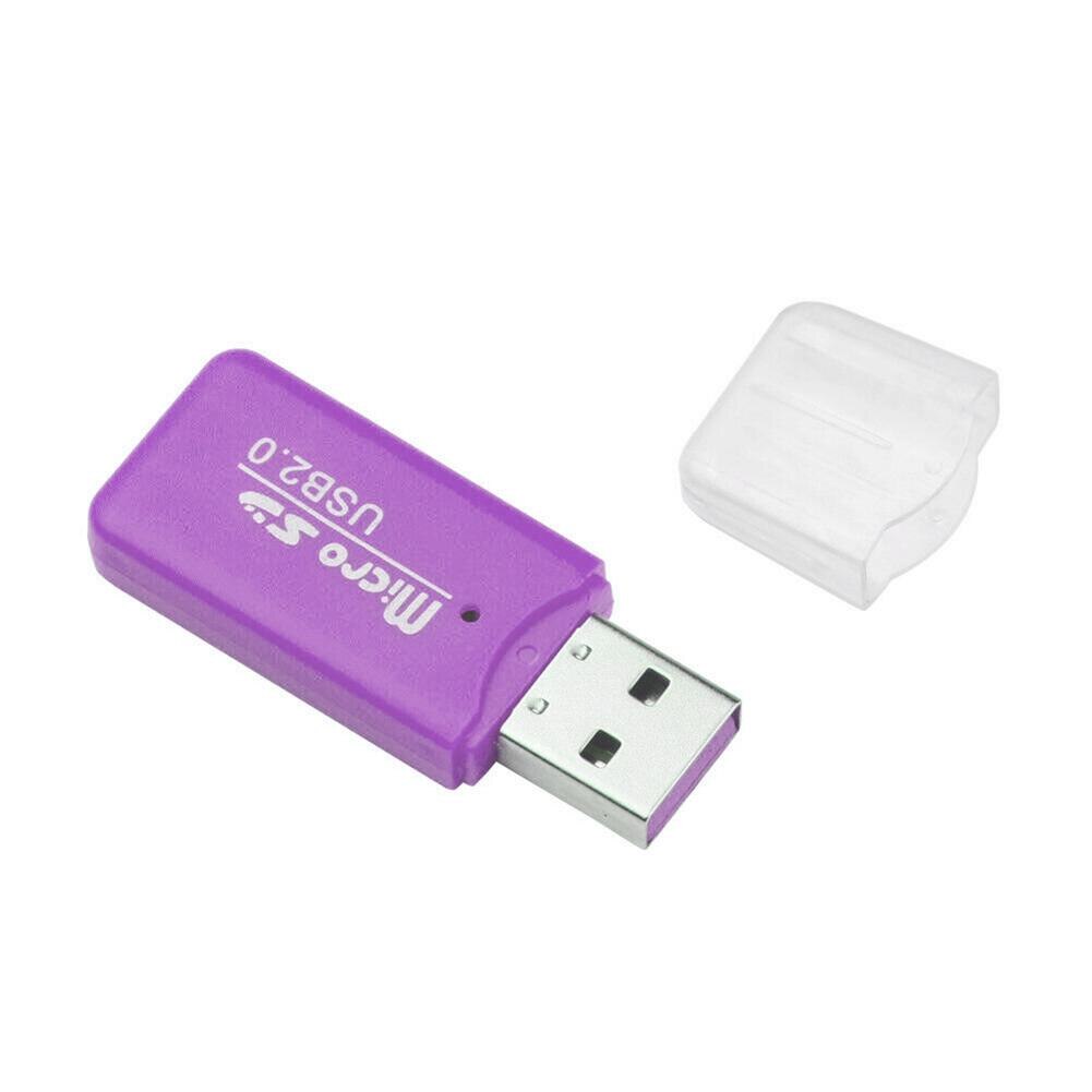 Mini Draagbare Kaartlezer Usb 2.0 Tf Micro Sd Geheugenkaart Lezer Voor Pc Laptop Computer Card Writer Adapter Flash drive: Purple