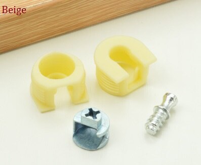 100PCS/LOT Cam Lock Furniture Kitchen Cabinet Shelf Support Holder Bracket Studs Pin shelf: Beige