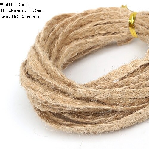2/4/6mm säckväv band 5m/ parti naturligt hessian jute garn rep för diy rustik bröllop julfest dekoration tillbehör: 5 mmx 1 punkt 5mm 5m