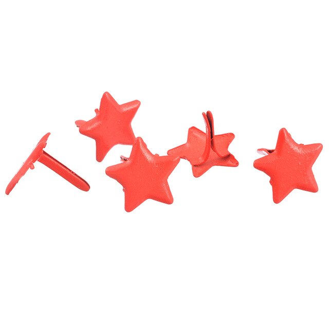 50 stk 13.5*12mm søde femkantede stjerne metal brads negle nitter fastgørelse udsmykning diy scrapbooking papir album: Rød