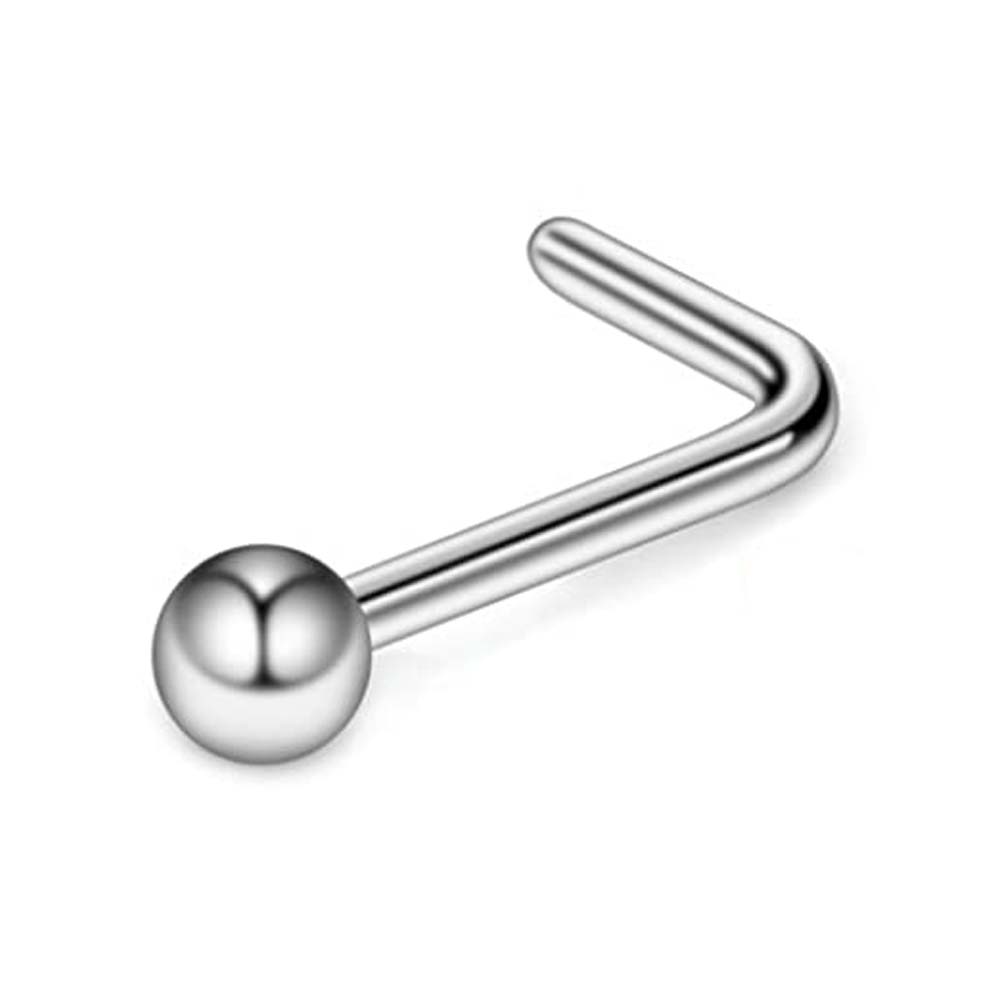 WKOUD-anillo de acero quirúrgico curvado para nariz, Piercing en forma de L-3mm de 1,5mm con bola, joyería de 20g, 5 piezas/1 piezas