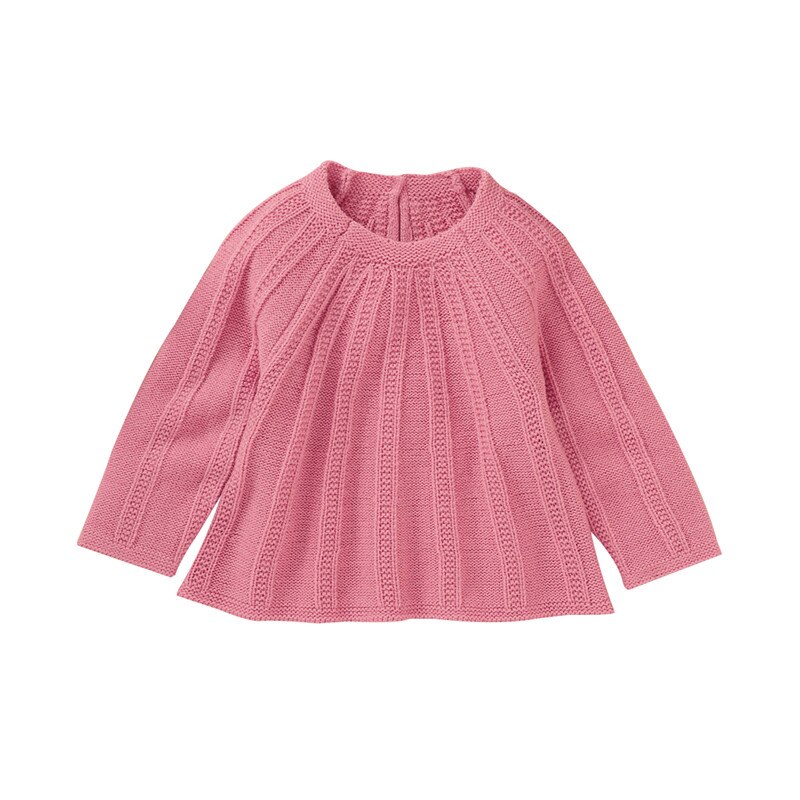 3-24M Autumn Winter Warm Knit Sweater For Boy Girl Long Sleeve Knitted Cardigan Sweater Casual Plain Coat Jacket Knitwear: Pink / 6M