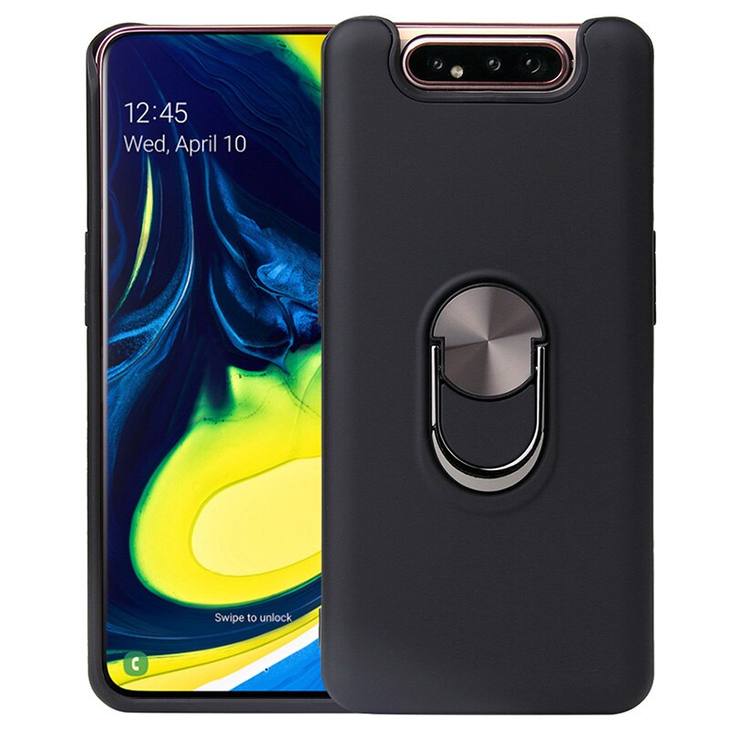 Luksusowe, odporne na wstrząsy etui na telefony do Samsung Galaxy A80 A90 5G przypadku palec pierścień powłoki tylna pokrywa magnes samochodowy wylot powietrza uchwyt Coque: for Samsung A80 / Black