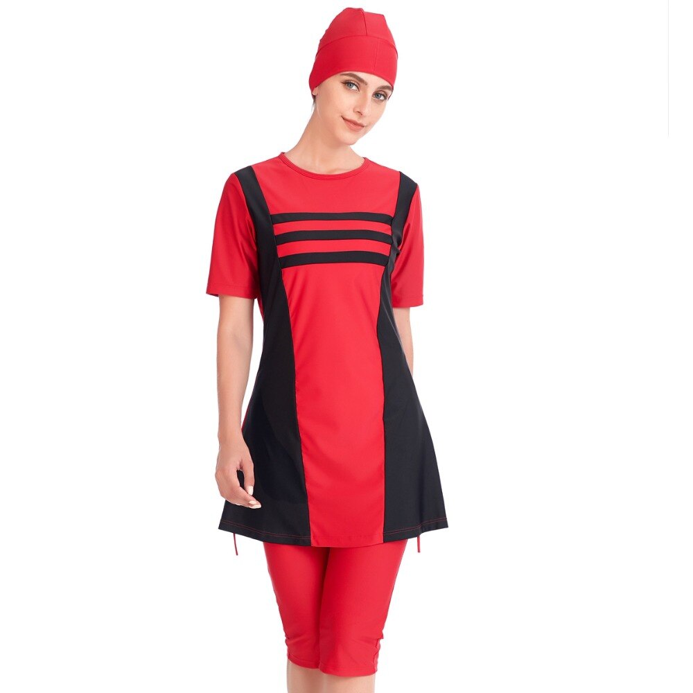 Maiô feminino muçulmano, roupa de banho moderna para mulheres, manga curta: M / W4