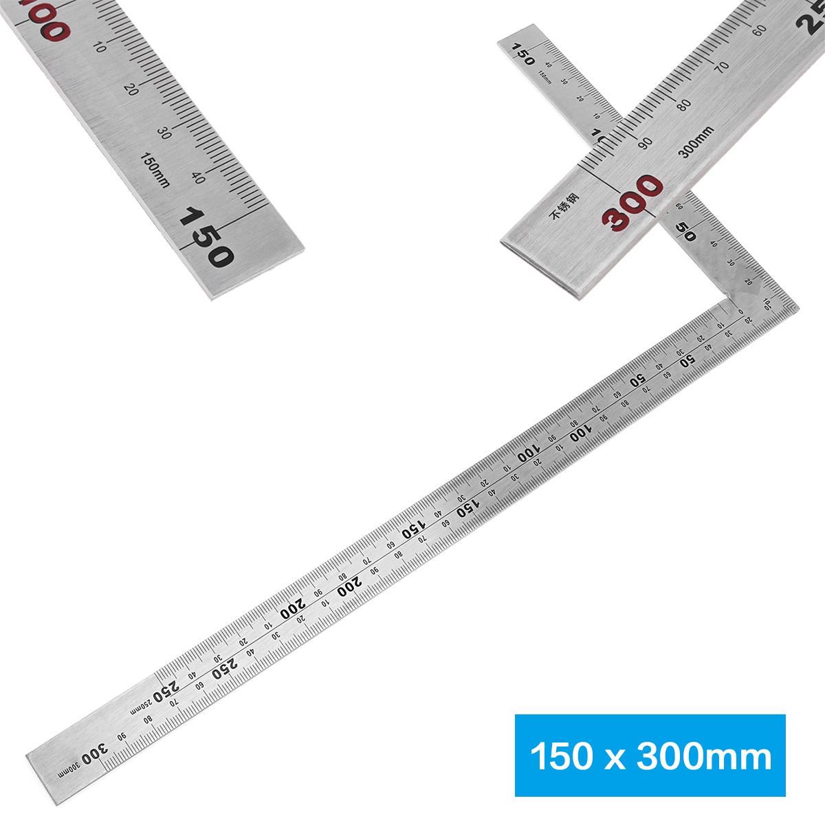 Fyrkantig linjal rät vinkel 90 grader metall rostfritt stål vinkellinjal träbearbetningsmätverktyg för trä 250 x 500mm 150 x 300mm