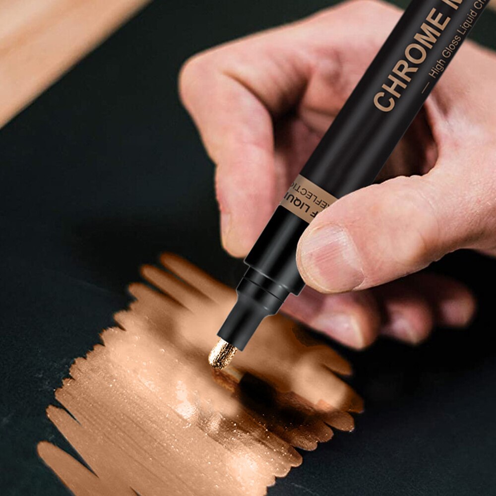 1 X Reflektierende Farbe Stift Silber Gold Kupfer Marker Stift Wasserdichte Tinte Rohöl Feder Spiegel Metall Wirkung Farbe Kunsthandwerk Stifte 3 farbe