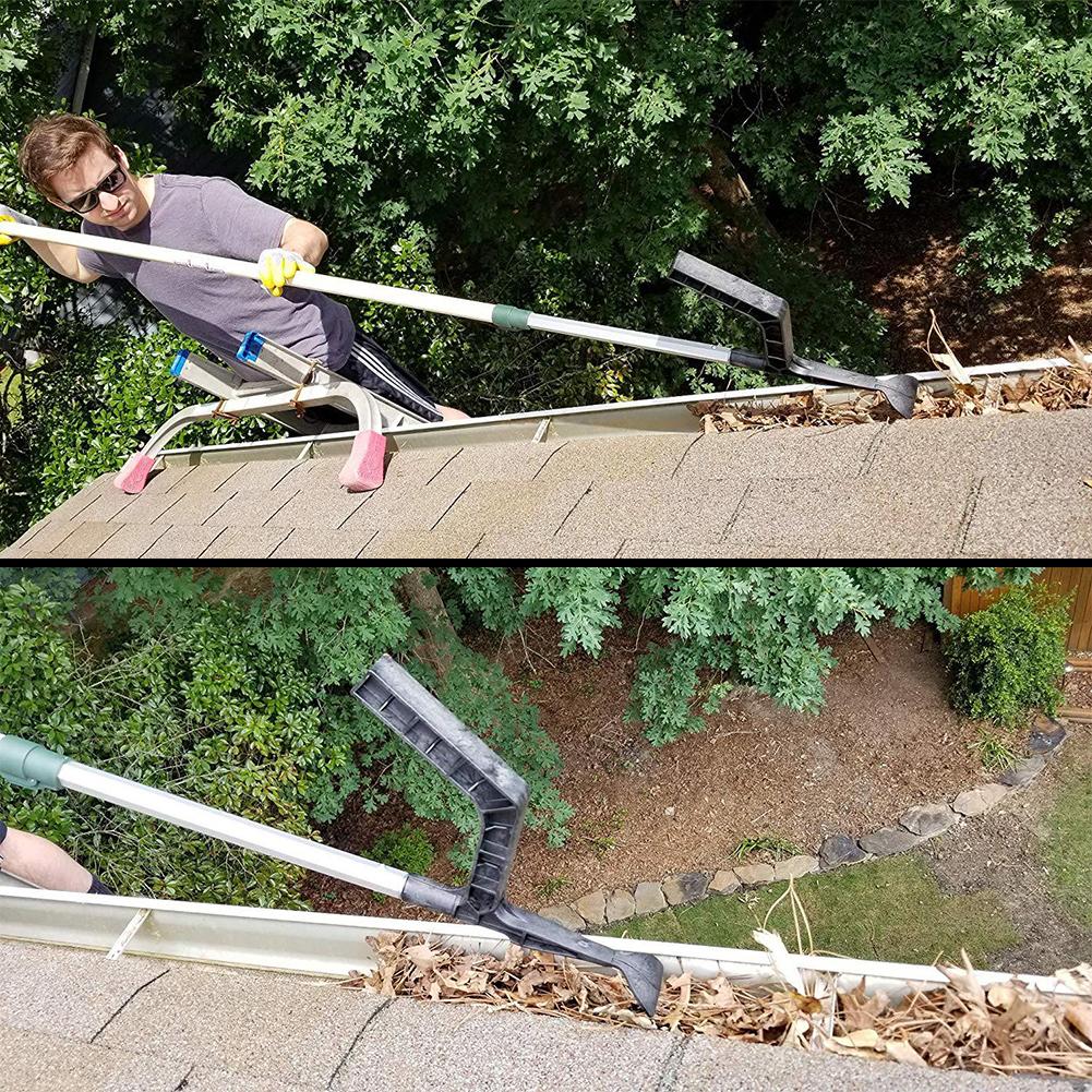 Herramienta de canalón para limpieza de techo, limpiador de plástico de hojas, gancho para zanja de techo, alcantarillado, herramienta de limpieza de basura,