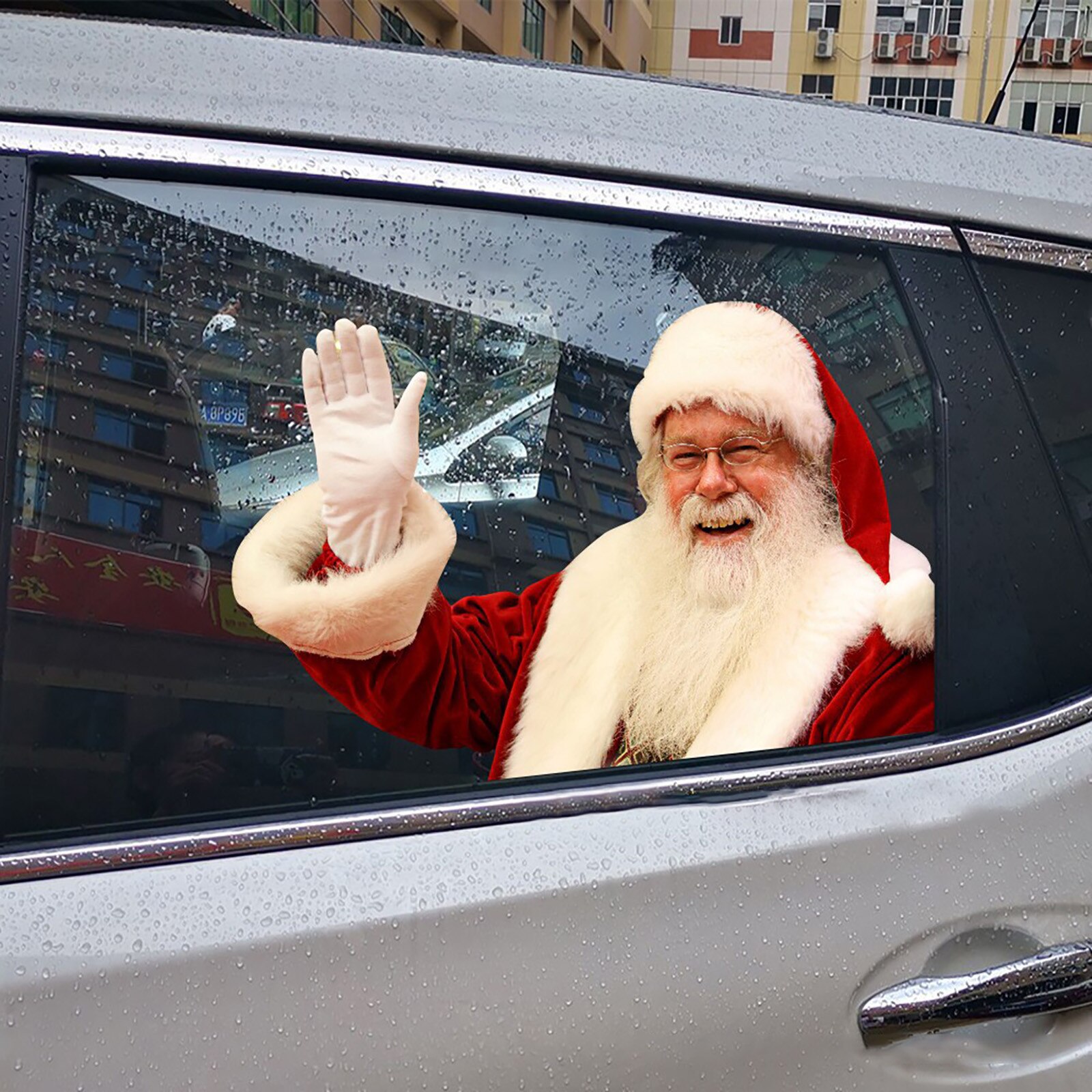 Christmas The 3D Realistic Santa Claus Car Rear Window Sticker Home Decoration Accessories