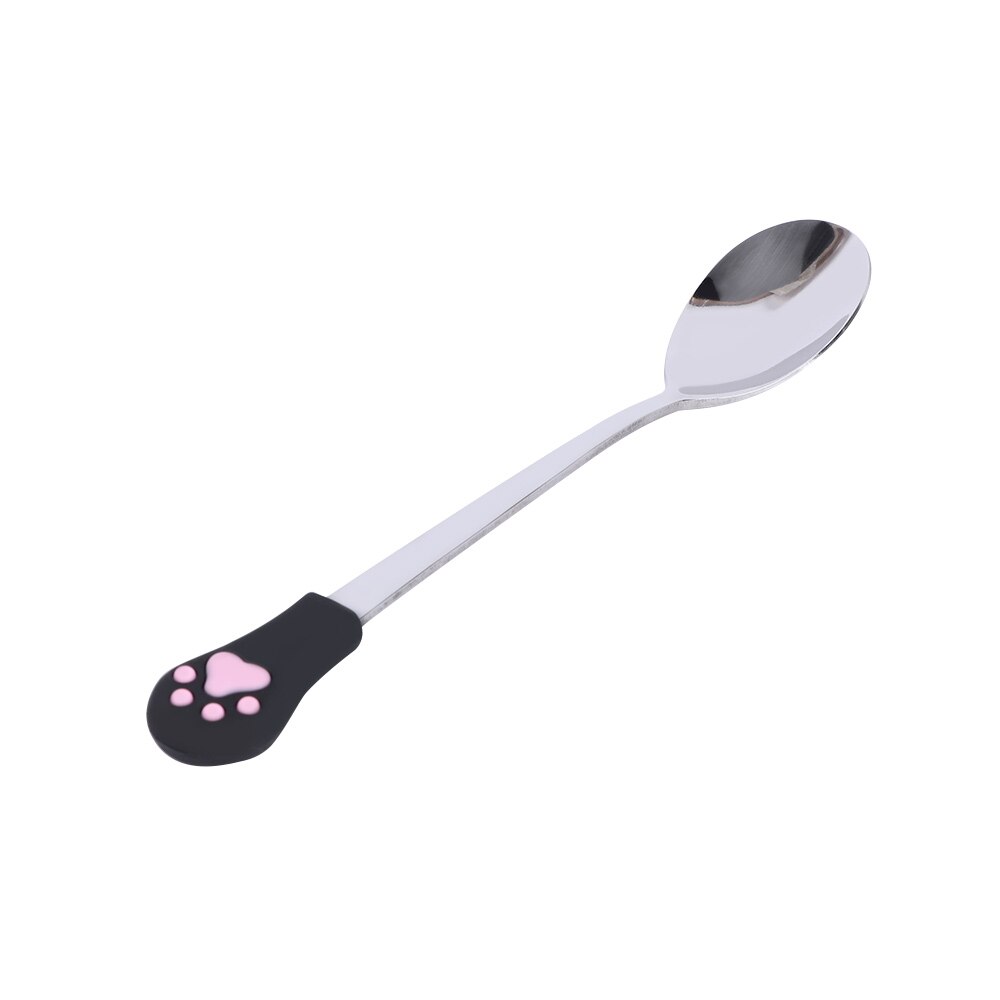 Söt katt klo sked rostfritt stål porslin tesked frukt dessert kaffe te sked dim sum liten sked köksförråd: B