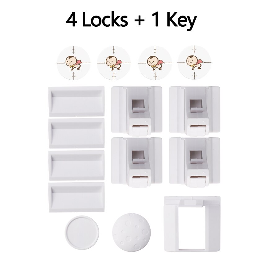 Serrure de sécurité magnétique pour bébé, Protection pour enfants, casier à tiroirs, armoire de sécurité pour enfants: 4 locks 1 key