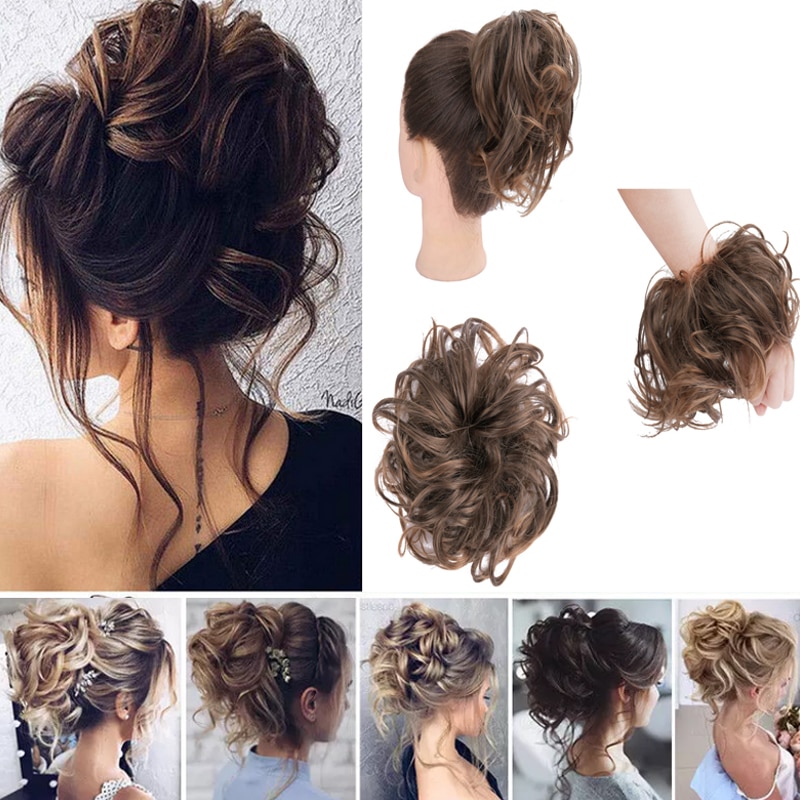 Synthetic Hair Ring Messy Wrap For Hair Extension Donut Curly Rubber Band Languid Women Hair Tail Ponytail Accessory