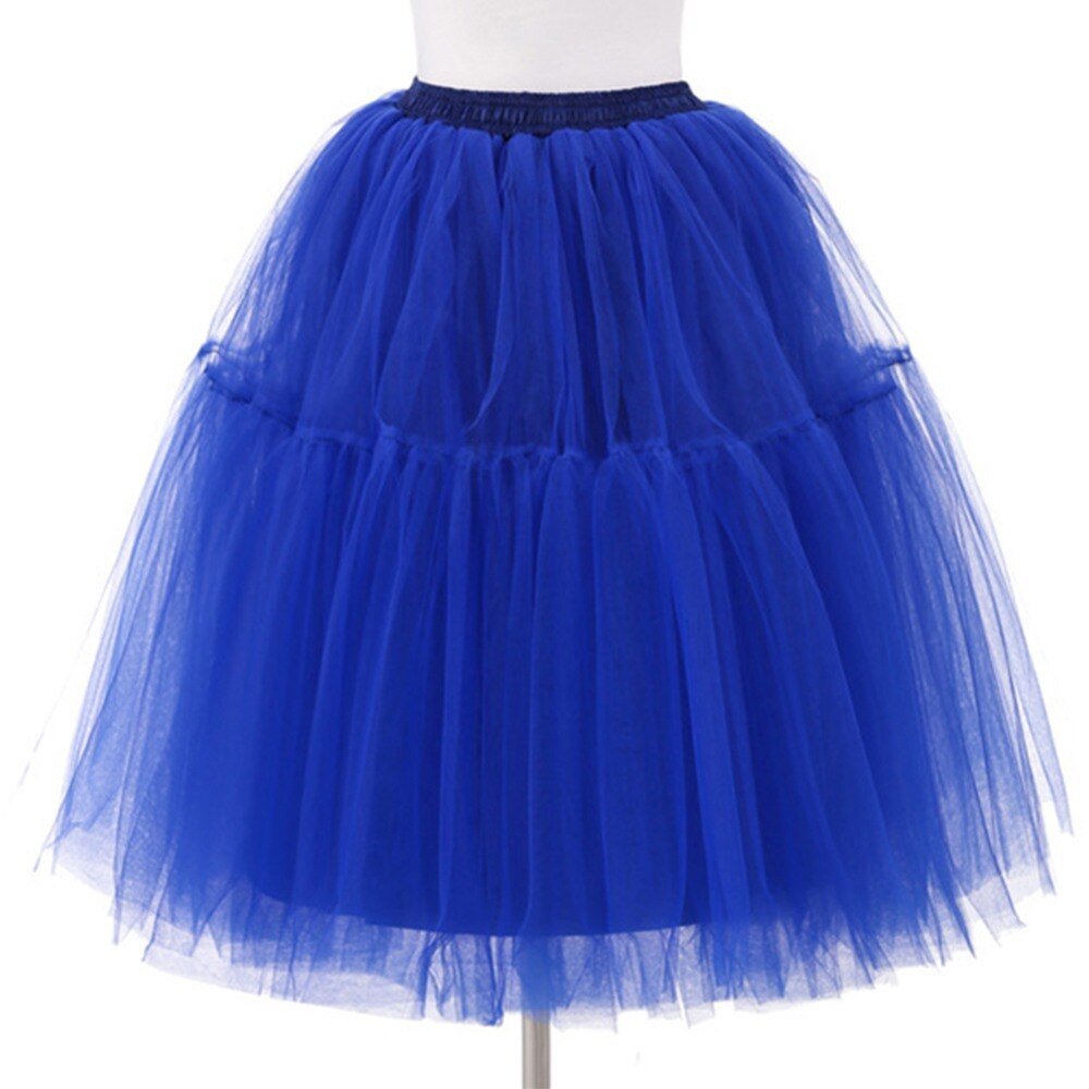 Korte Petticoat Tule Rokken Vrouwen Elastische Stretch Lagen Zomer Volwassen Tutu Rok Onderrok Rockabilly: Royal Blue