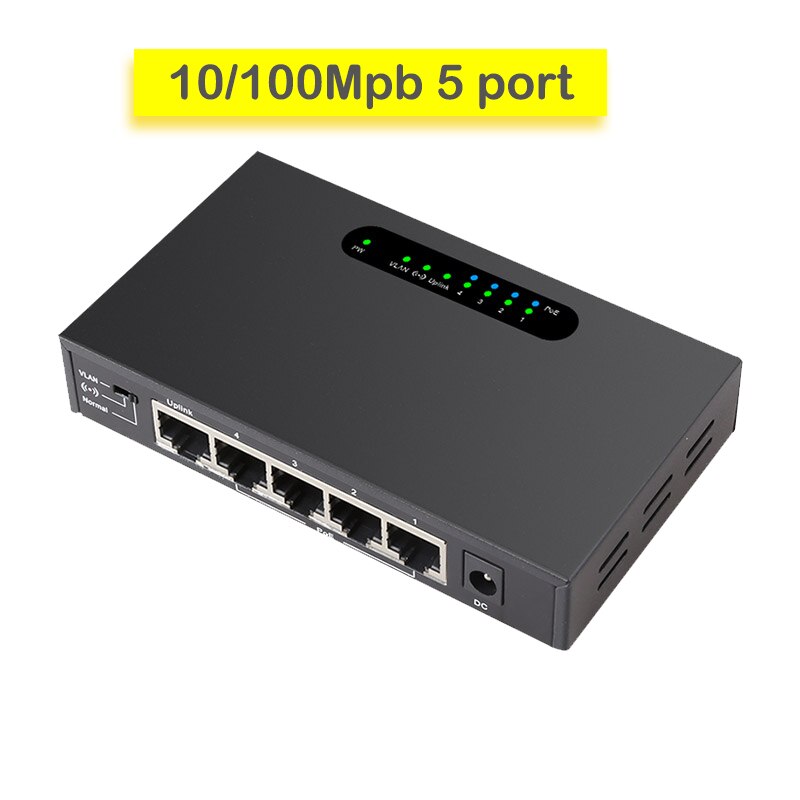 Ethernet Netwerk Switch Poe Switch Ondersteuning Verlengen 250M 52V Netwerk Switch Mini RJ45 5 Poort 4 Poe Poort + 1 Uplink Snelle Snelheid: 5 port 100m