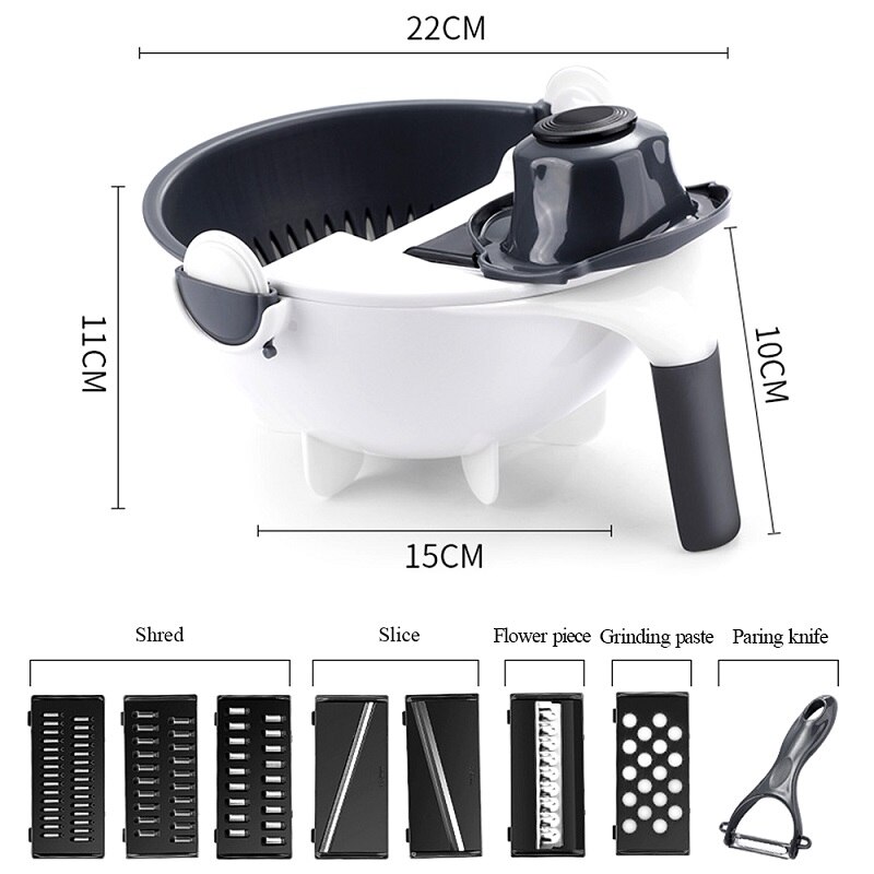 12 In 1 Groentesnijder Met Afvoer Mand Groente Cutter Chopper Shredder Keuken Multifunctionele Julienne Rasp Met Guard