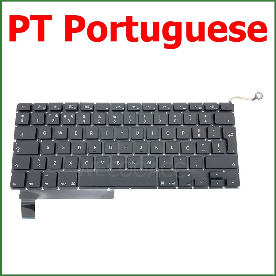 Laptop nowa klawiatura A1286 dla Macbook Pro 15 &quot;A1286 wymiana klawiatury UK US FR ES PT RU DE CH HU układ 2009 2010 2011 2012: Ciemny zielony