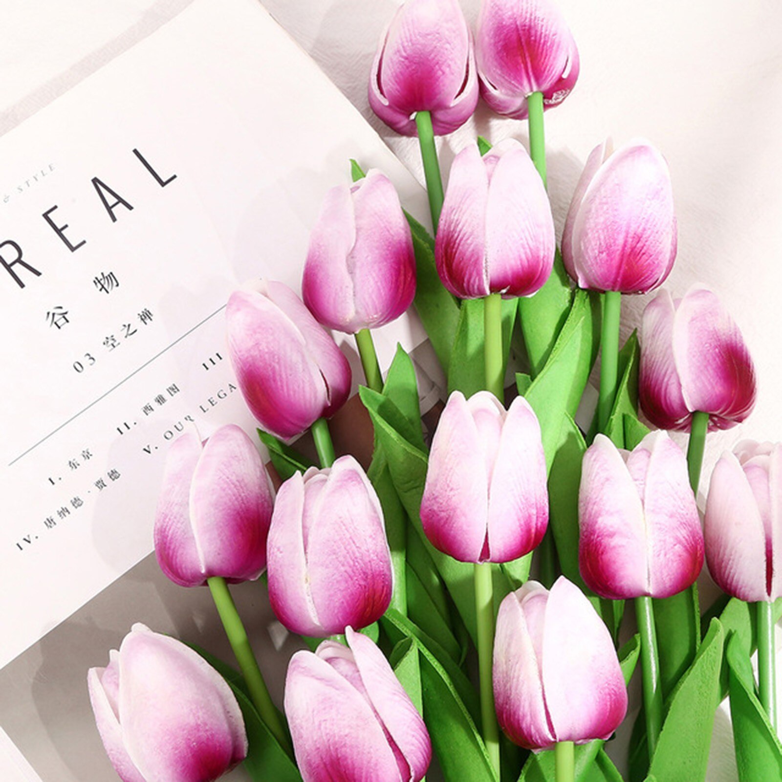 10PC Artificial Flower Latex Real Bridal Wedding Bouquet Home Decoration Artificial Silk Tulip Flower for Office Desk Home Decor