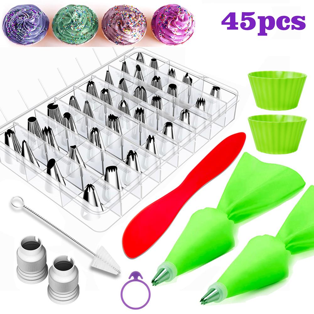 45 PCS/set Cake Decorating Kit Cream Piping Tips Set Cupcake Baking Tools DIY Decoration Confectionery Tool Fast Shipp