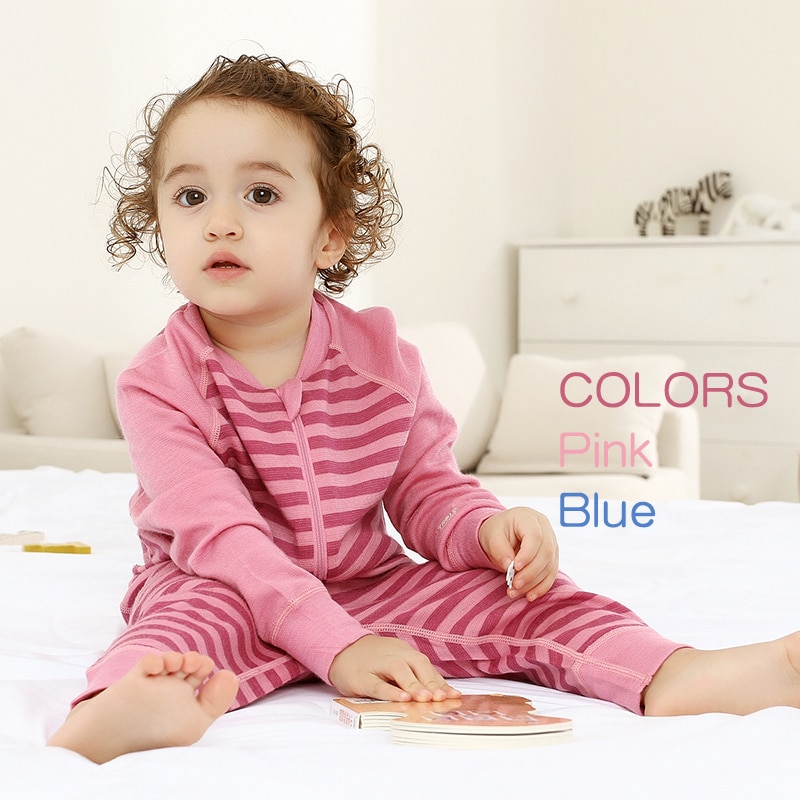 Merino wool bamboo fiber baby romper born baby clothes long sleeve with zipper