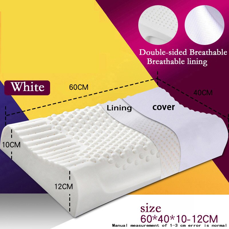 Oreiller Cervical en Latex naturel oreillers de literie oreillers de couchage soins de santé oreiller orthopédique coussin de Massage Cervical libération de douleur: large