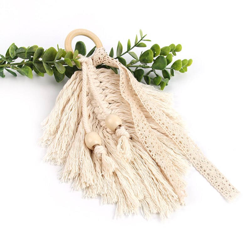 Heminredningstillbehör makrame väggbonad fjäderberlock bil vägghängande bohemisk handvävd väggtapet boho dekor: Beige