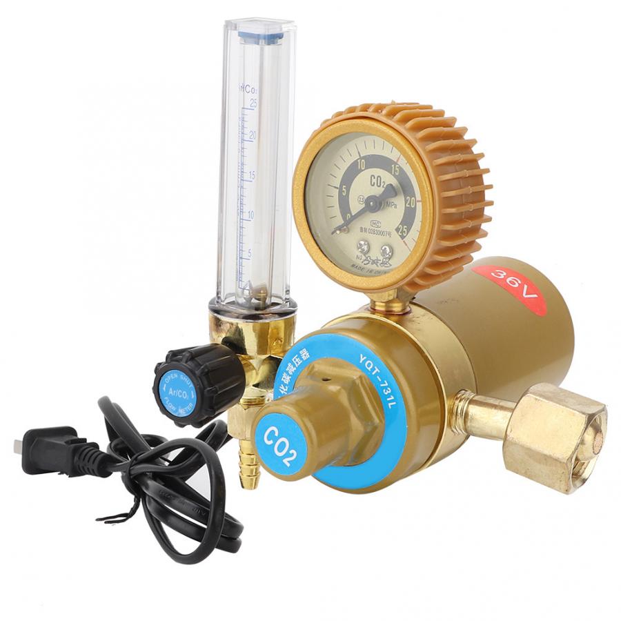 CO2 Regulator Pressure Regulator Carbon Dioxide Pressure Reducer Heated Pressure Gauge CN Plug Gas Reducer Pressure Measurement
