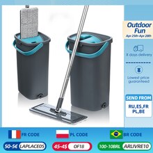 Kit Balai Microfibre Rotatif 360° + Seau 3 Compartiments – Serpillièrre Mains Libres Avec 6 Tampons Lavables